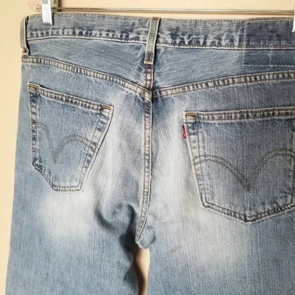 Levi's Low Rise Straight Patchwork Yankees Baseball Nike White Red NY 34 - Picture 4 of 13